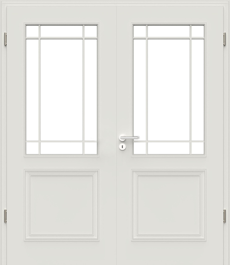 Signum 20 weiss Innentür Inkl. Zarge (Türrahmen) Doppeltüre Inkl. Glaslichte LA1 mit Sprossenvariante A