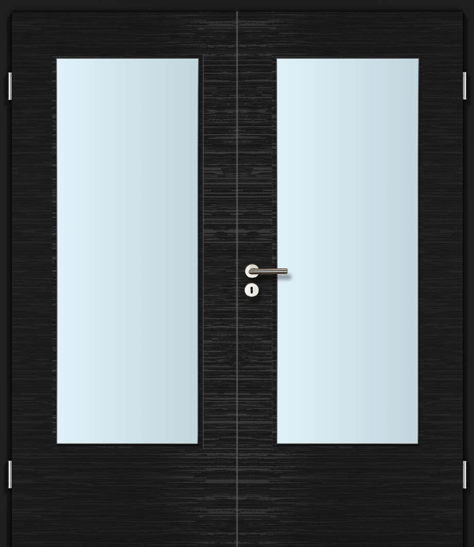 CPL Schwarz gestreift Quer, strukturiert Innentür Inkl. Zarge (Türrahmen) Doppeltüre Inkl. Glaslichte C