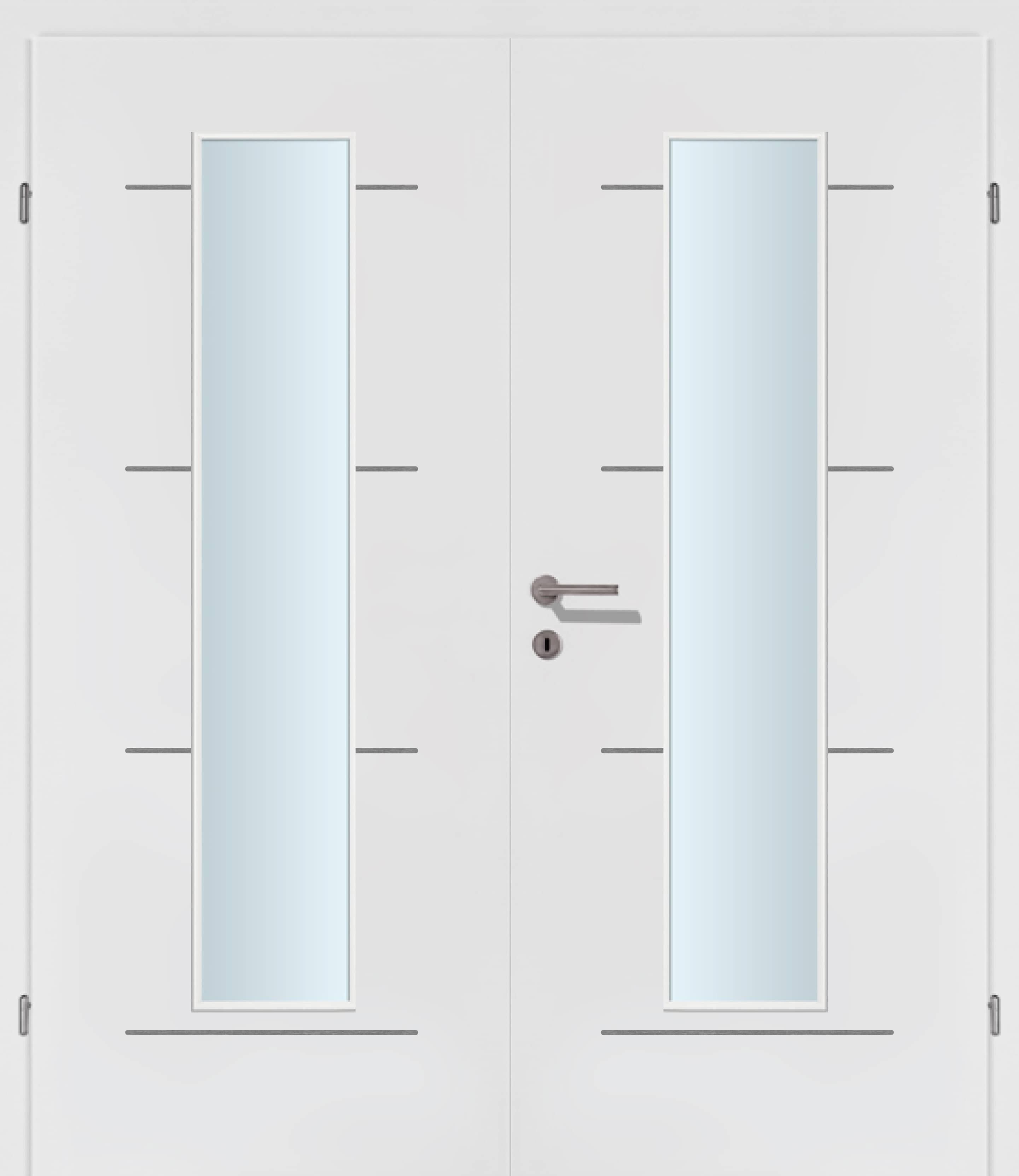 Selektion T49 Alu Effekt Lisenen weiss Innentür Inkl. Zarge (Türrahmen) Doppeltüre Inkl. Glaslichte EN Mittig