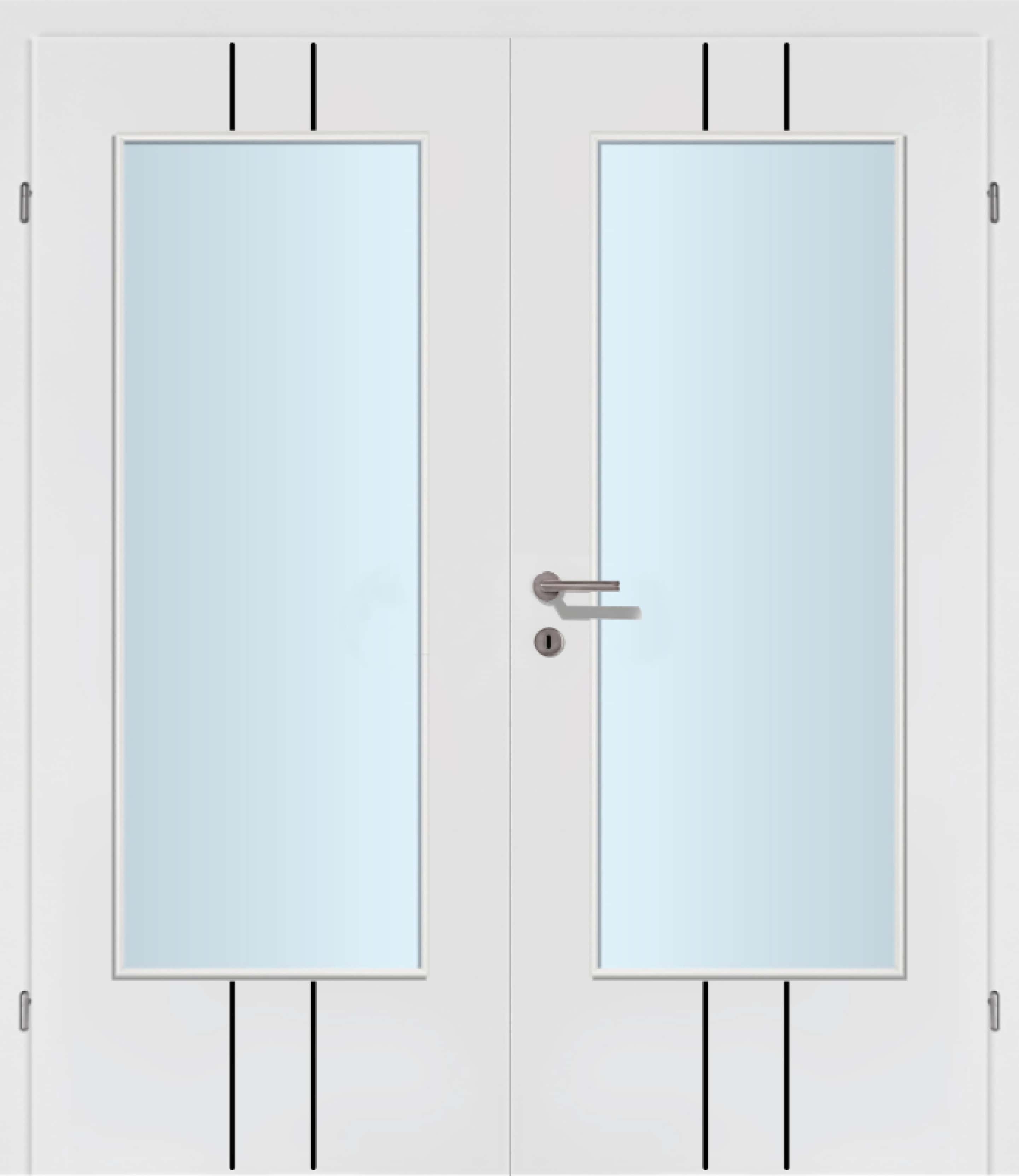 Selektion T24 Black Lisenen weiss Innentür Inkl. Zarge (Türrahmen) Doppeltüre Inkl. Glaslichte C
