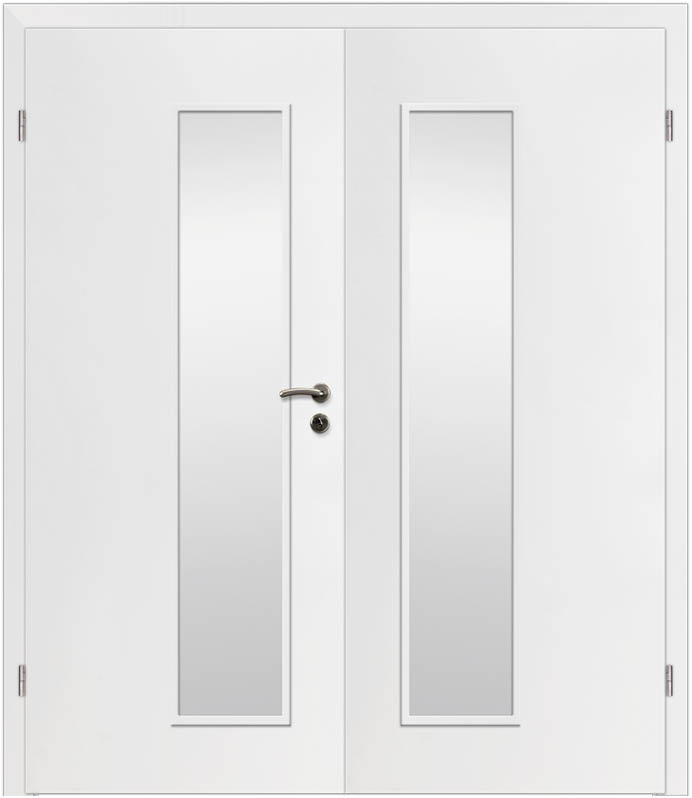 CPL Weiß Glatt 1512, ähnl. RAL 9003 Innentür Inkl. Zarge (Türrahmen) Doppeltüre Inkl. Glaslichte LA34