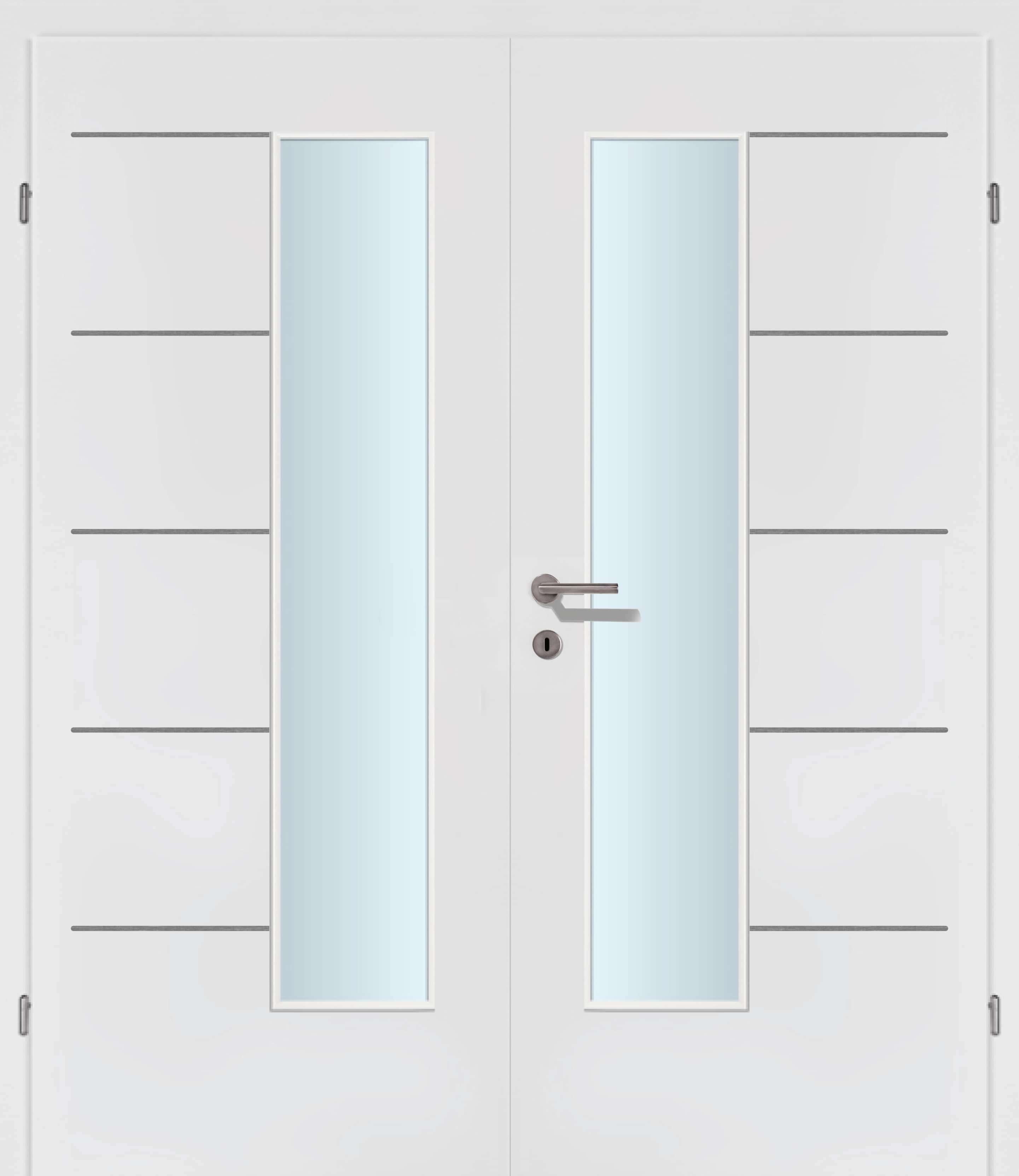 Selektion T48 Alu Effekt Lisenen weiss Innentür Inkl. Zarge (Türrahmen) Doppeltüre Inkl. Glaslichte EN Drückerseitig