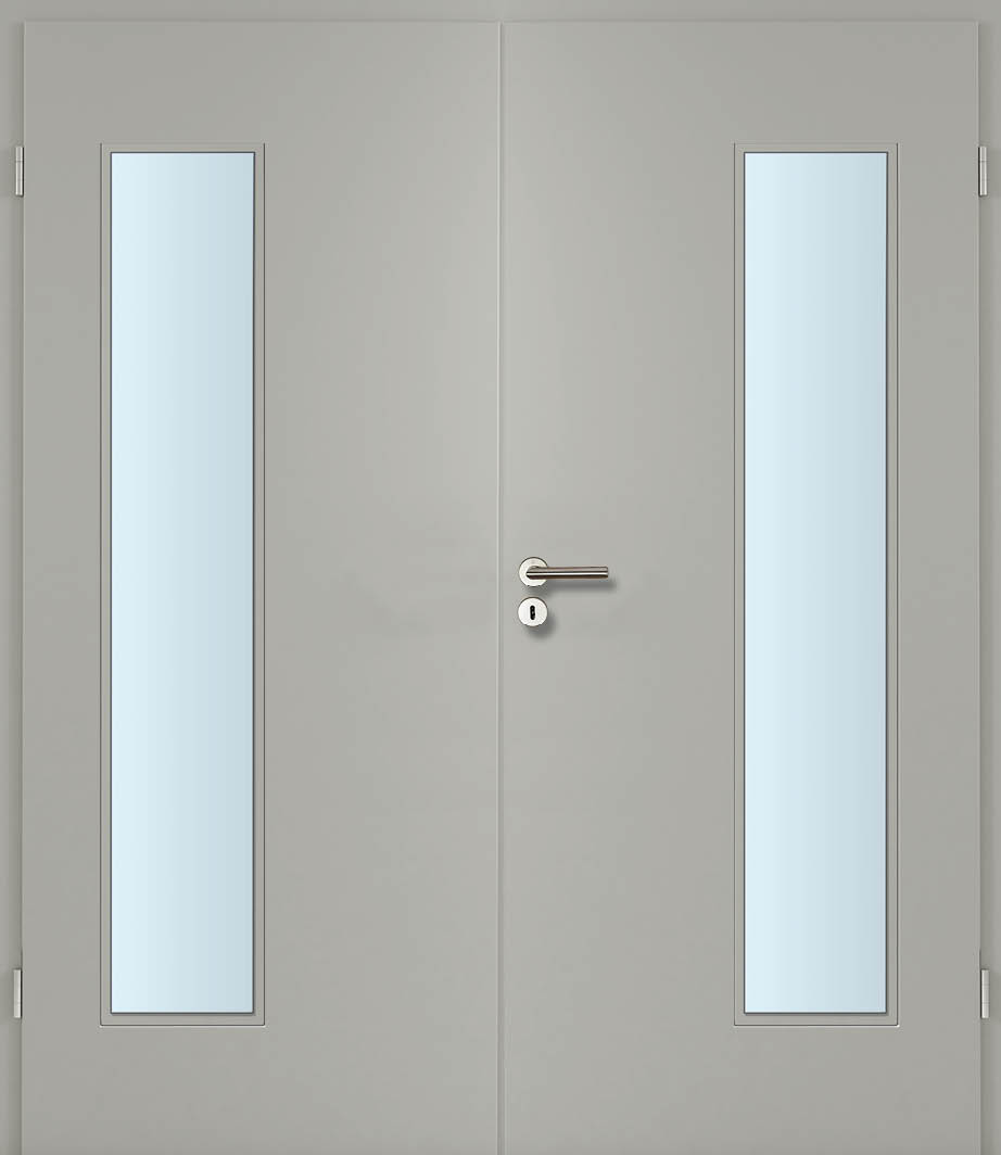 CPL Silbergrau Innentür Inkl. Zarge (Türrahmen) Doppeltüre Inkl. Glaslichte EN Bandseitig