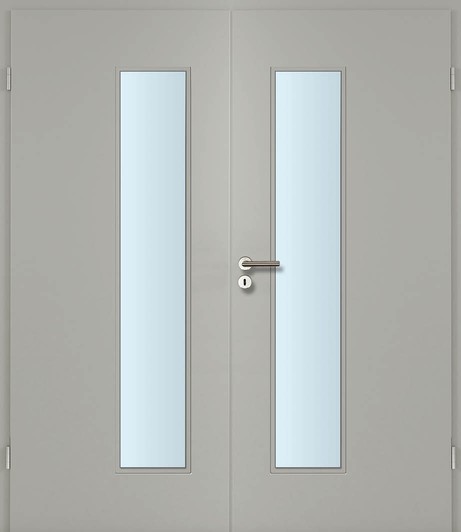 CPL Silbergrau Innentür Inkl. Zarge (Türrahmen) Doppeltüre Inkl. Glaslichte EN Drückerseitig