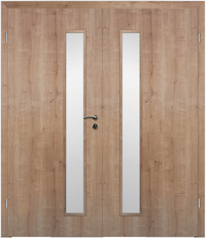 CPL Asteiche Natur Längs, strukturiert 1510 Innentür Inkl. Zarge (Türrahmen) Doppeltüre Inkl. Glaslichte LA3