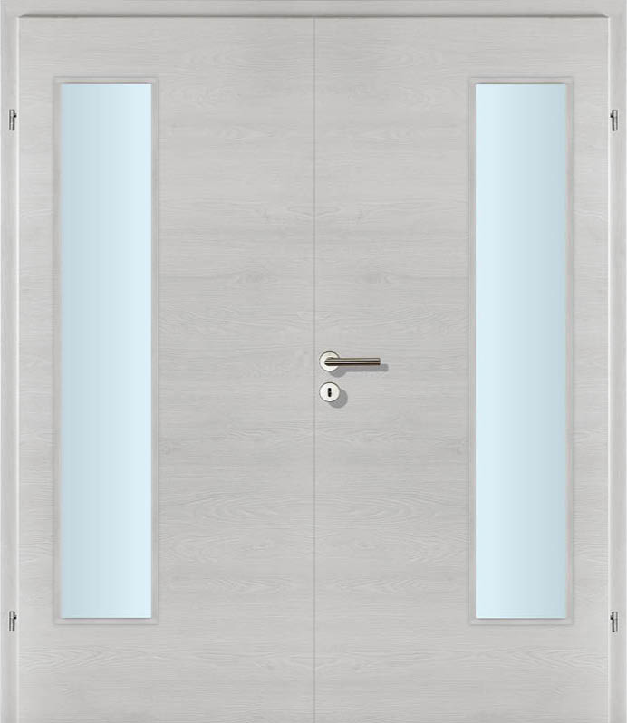 CPL Schladming Winter Quer, strukturiert Innentür Inkl. Zarge (Türrahmen) Doppeltüre Inkl. Glaslichte EN Bandseitig