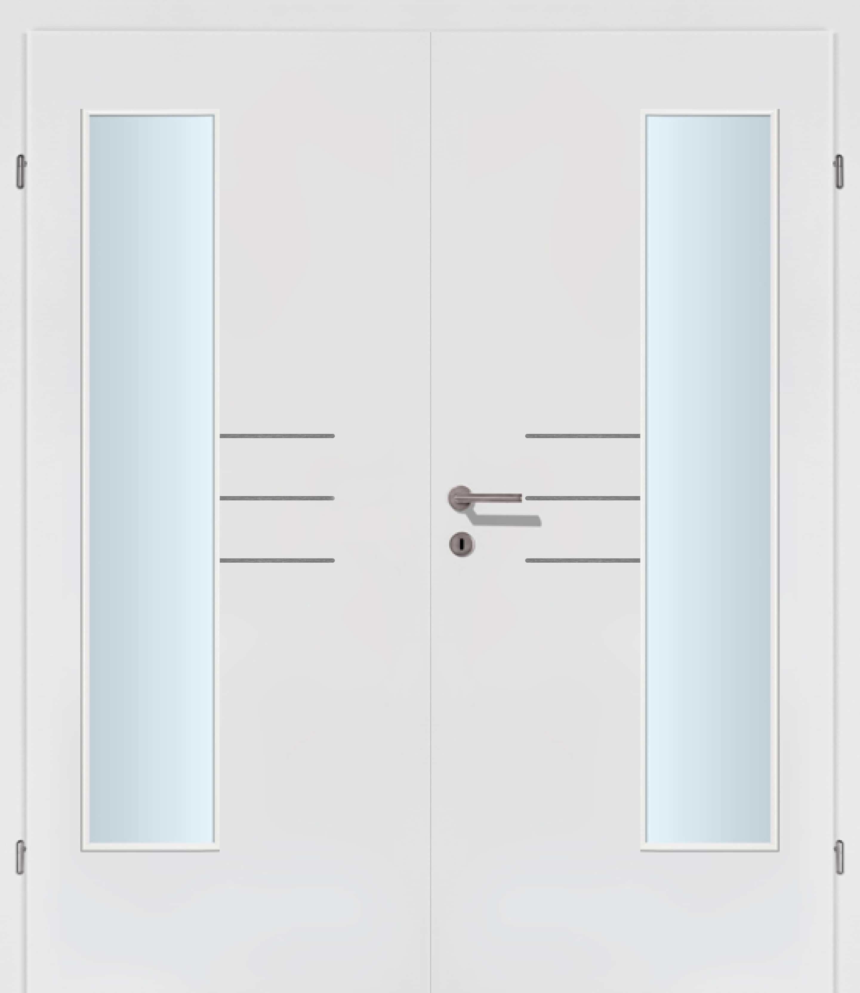 Selektion T50 Alu Effekt Lisenen weiss Innentür Inkl. Zarge (Türrahmen) Doppeltüre Inkl. Glaslichte EN Bandseitig