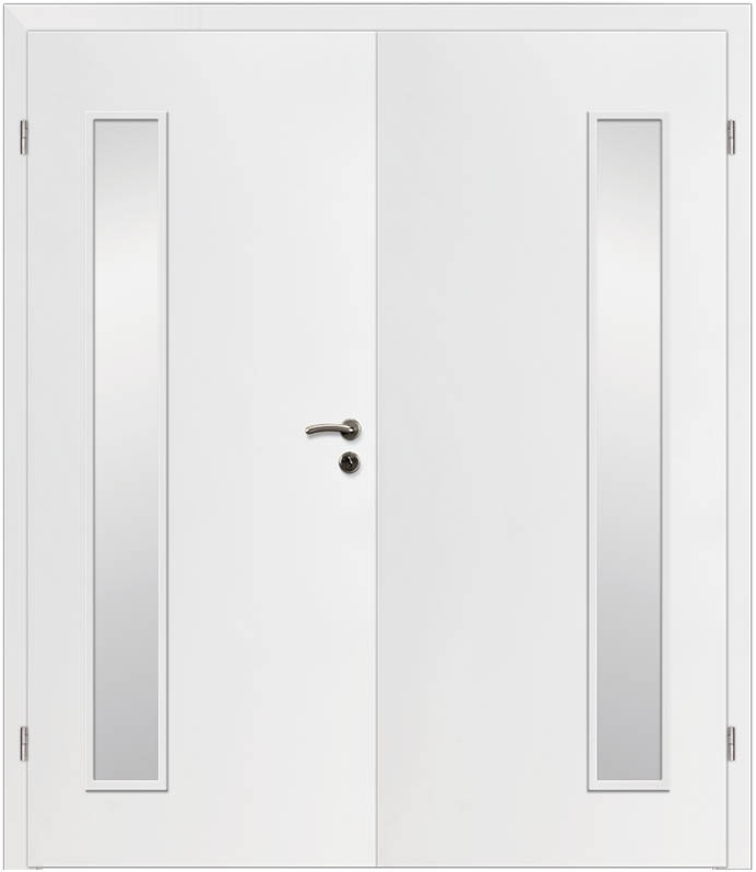 CPL Weiß Glatt 1512, ähnl. RAL 9003 Innentür Inkl. Zarge (Türrahmen) Doppeltüre Inkl. Glaslichte LA5