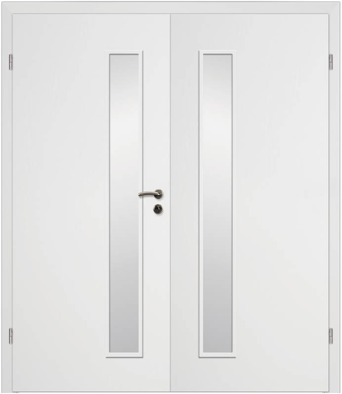 CPL Uni Weiß 1503, ähnl. RAL 9016 Innentür Inkl. Zarge (Türrahmen) Doppeltüre Inkl. Glaslichte LA3
