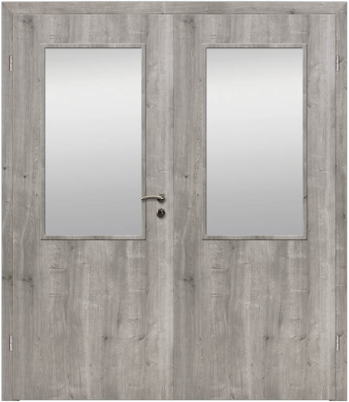 CPL Asteiche Grau Längs, strukturiert 1513 Innentür Inkl. Zarge (Türrahmen) Doppeltüre Inkl. Glaslichte LA2