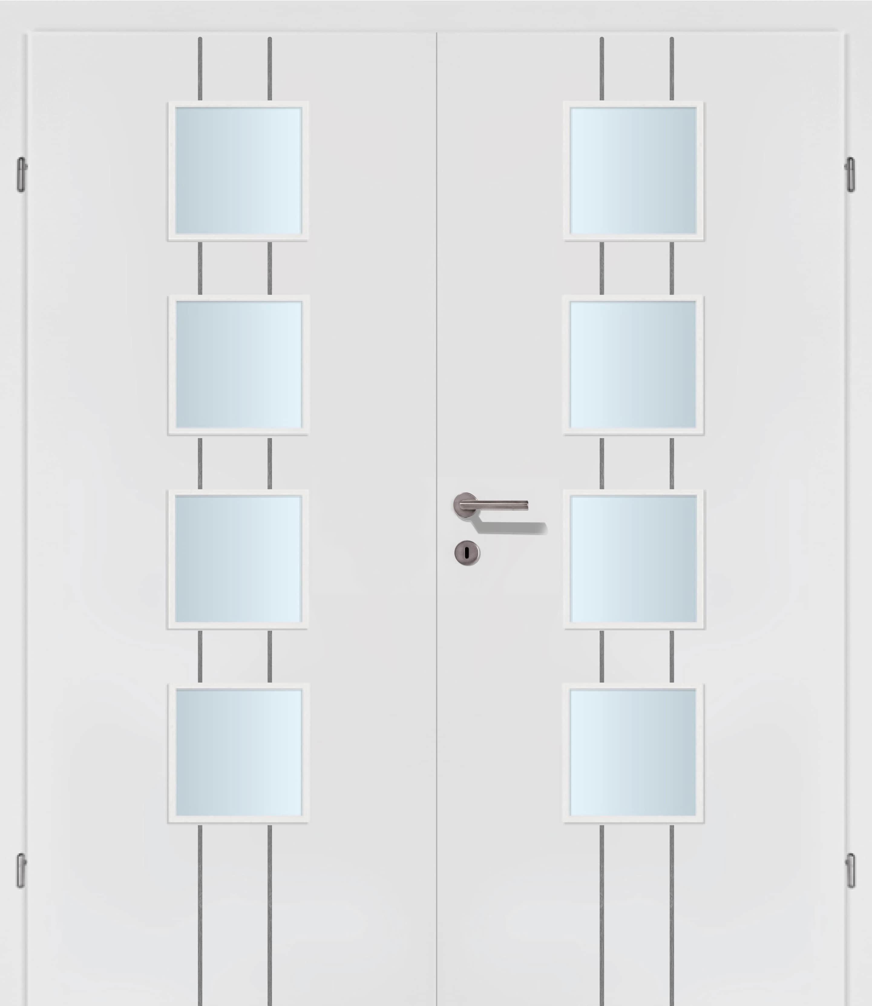 Selektion T23 Alu Effekt Lisenen weiss Innentür Inkl. Zarge (Türrahmen) Doppeltüre Inkl. Glaslichte A4