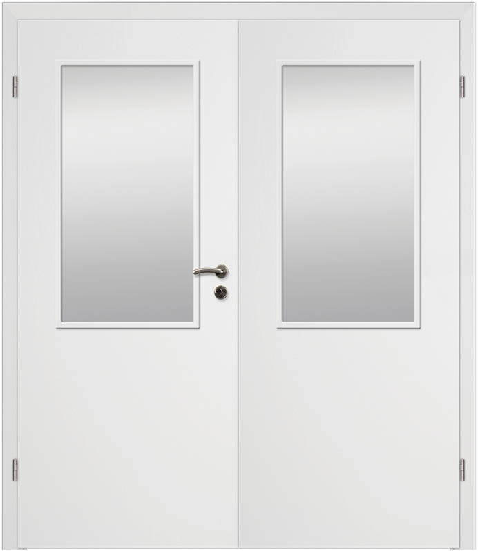 CPL Uni Weiß 1503, ähnl. RAL 9016 Innentür Inkl. Zarge (Türrahmen) Doppeltüre Inkl. Glaslichte LA2
