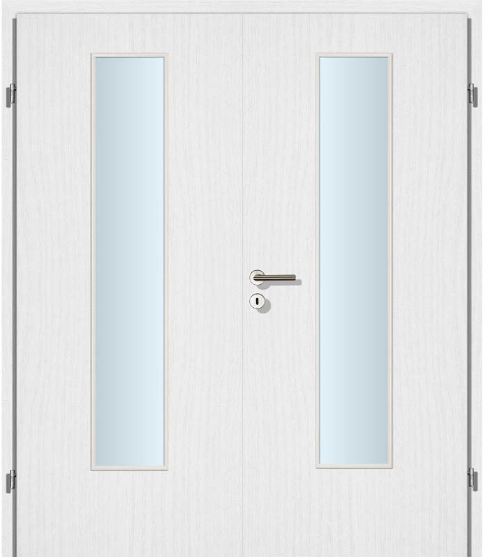 CPL Esche weiss Innentür Inkl. Zarge (Türrahmen) Doppeltüre Inkl. Glaslichte EN Mittig