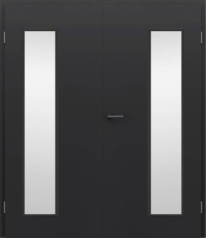 Selektion Black Innentür Inkl. CPL Zarge Schwarz (Türrahmen) Doppeltüre Inkl. Glaslichte EN Bandseitig Black Line