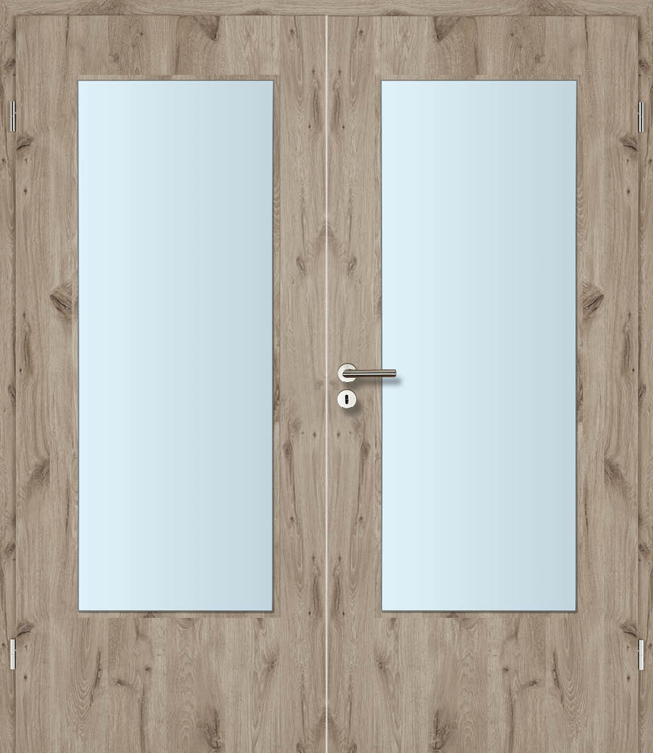 CPL Eiche Alesund Längs, strukturiert Innentür Inkl. Zarge (Türrahmen) Doppeltüre Inkl. Glaslichte C