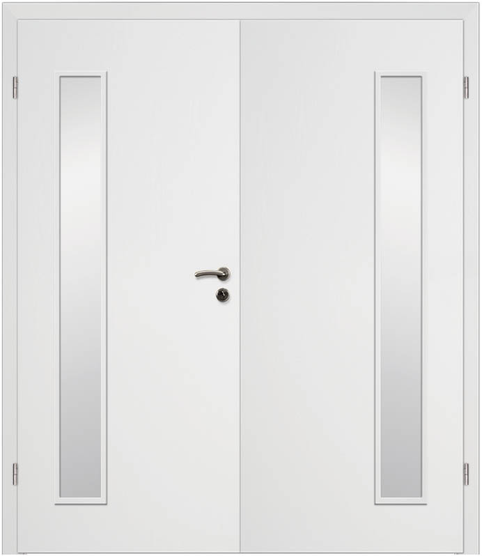 CPL Uni Weiß 1503, ähnl. RAL 9016 Innentür Inkl. Zarge (Türrahmen) Doppeltüre Inkl. Glaslichte LA5