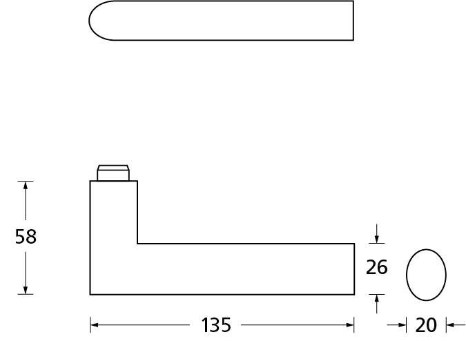 Türdrücker Modell Form 1206 Edelstahl Matt, auf Rundrosette, Buntbart