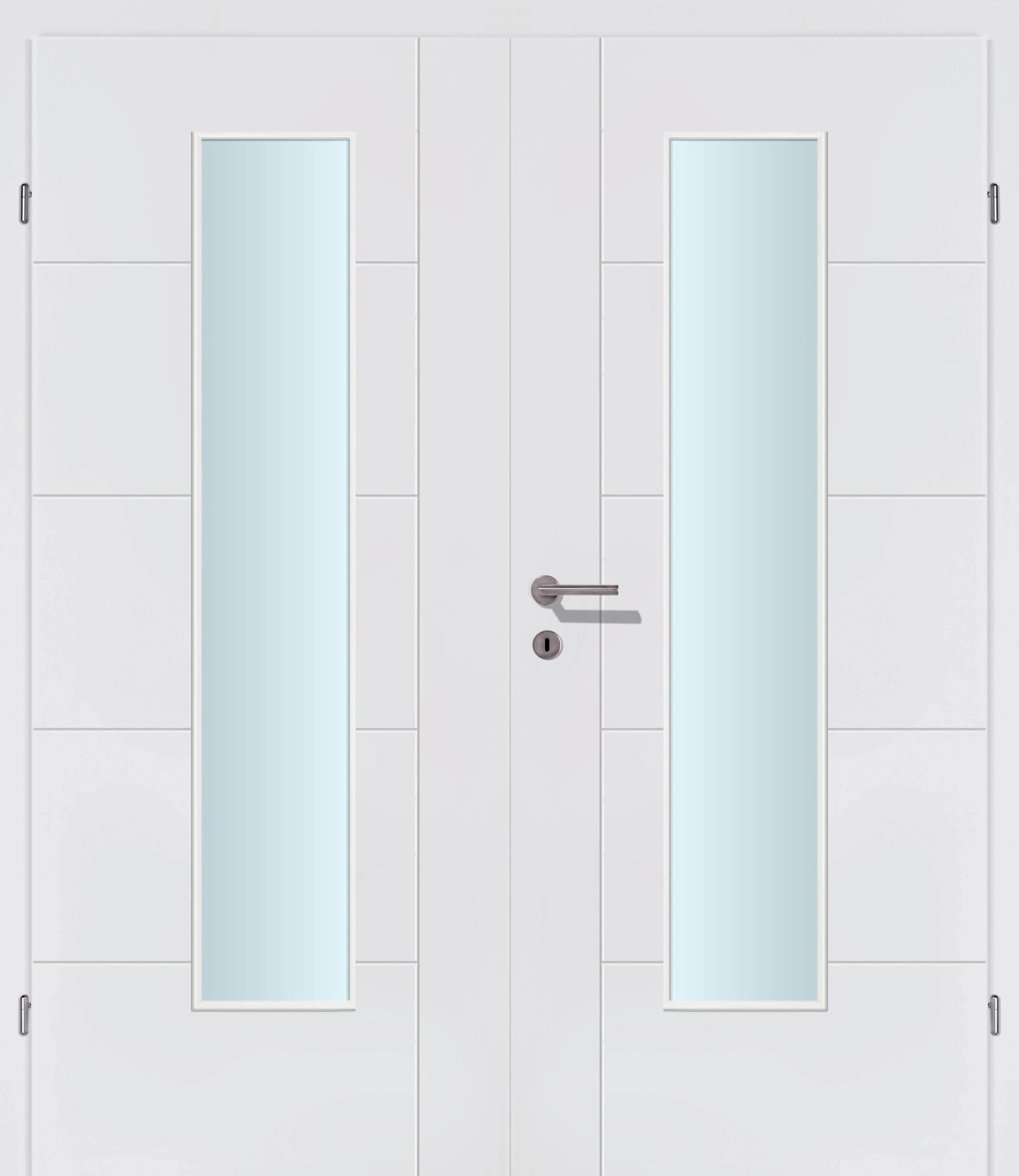 Modern Line R17L weiss Innentür Inkl. Zarge (Türrahmen) Doppeltüre Inkl. Glaslichte EN Mittig
