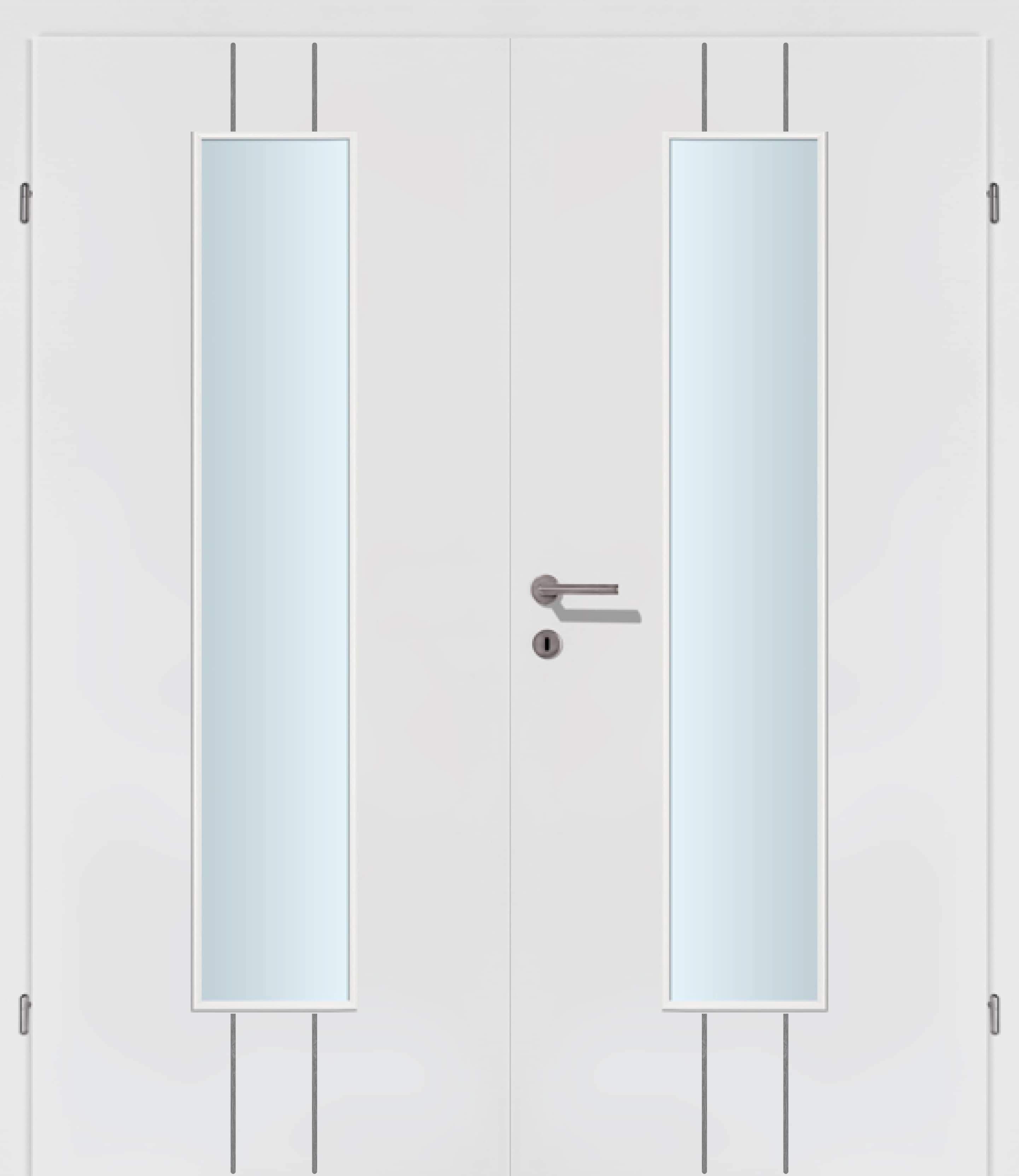 Selektion T23 Alu Effekt Lisenen weiss Innentür Inkl. Zarge (Türrahmen) Doppeltüre Inkl. Glaslichte EN Mittig