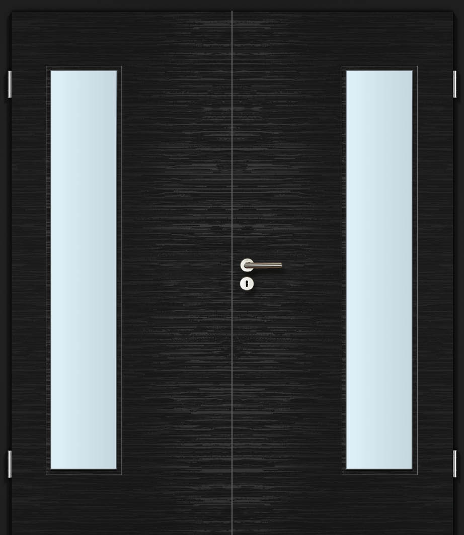 CPL Schwarz gestreift Quer, strukturiert Innentür Inkl. Zarge (Türrahmen) Doppeltüre Inkl. Glaslichte EN Bandseitig