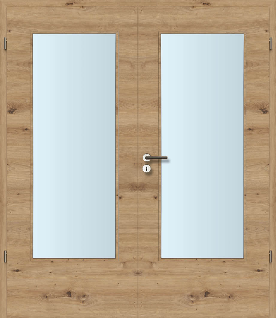 CPL Eiche Country Quer, strukturiert Innentür Inkl. Zarge (Türrahmen) Doppeltüre Inkl. Glaslichte C