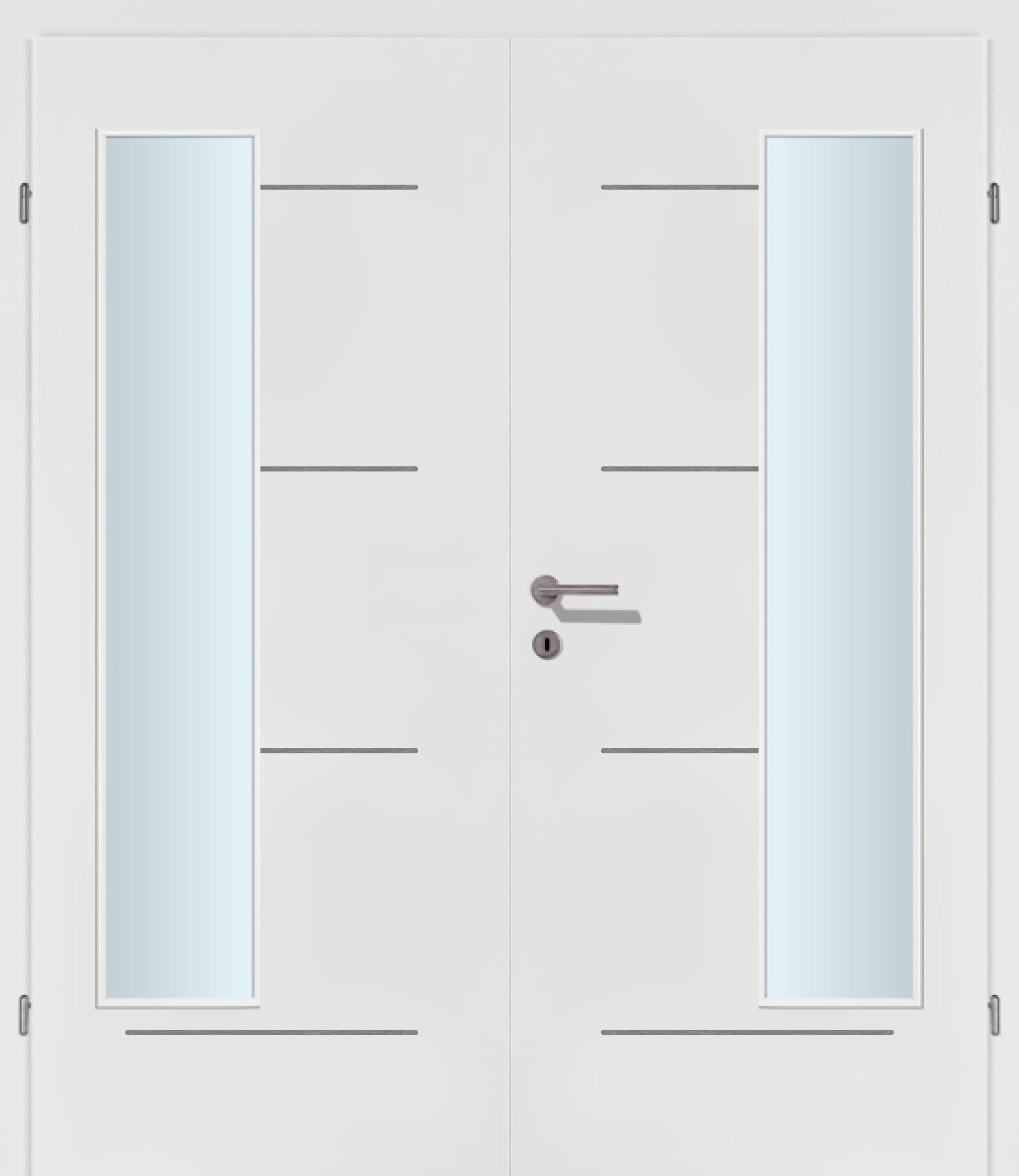Selektion T49 Alu Effekt Lisenen weiss Innentür Inkl. Zarge (Türrahmen) Doppeltüre Inkl. Glaslichte EN Bandseitig