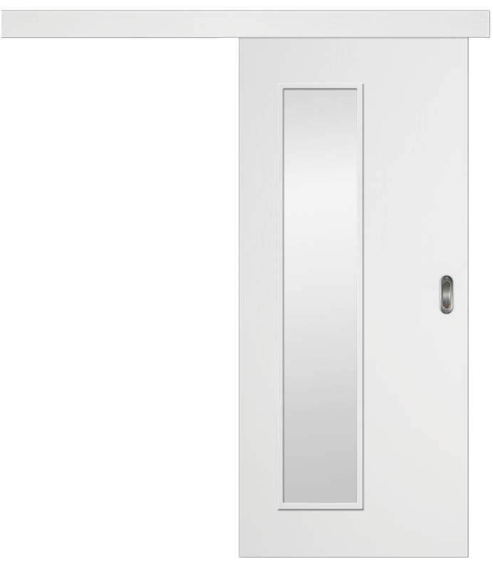 CPL Uni Weiß 1503, ähnl. RAL 9016 Schiebetür ohne Zarge (Türrahmen) Inkl. Glaslichte LA33