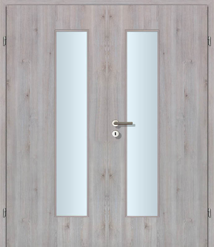 CPL White Grey Längs, strukturiert Innentür Inkl. Zarge (Türrahmen) Doppeltüre Inkl. Glaslichte EN Drückerseitig