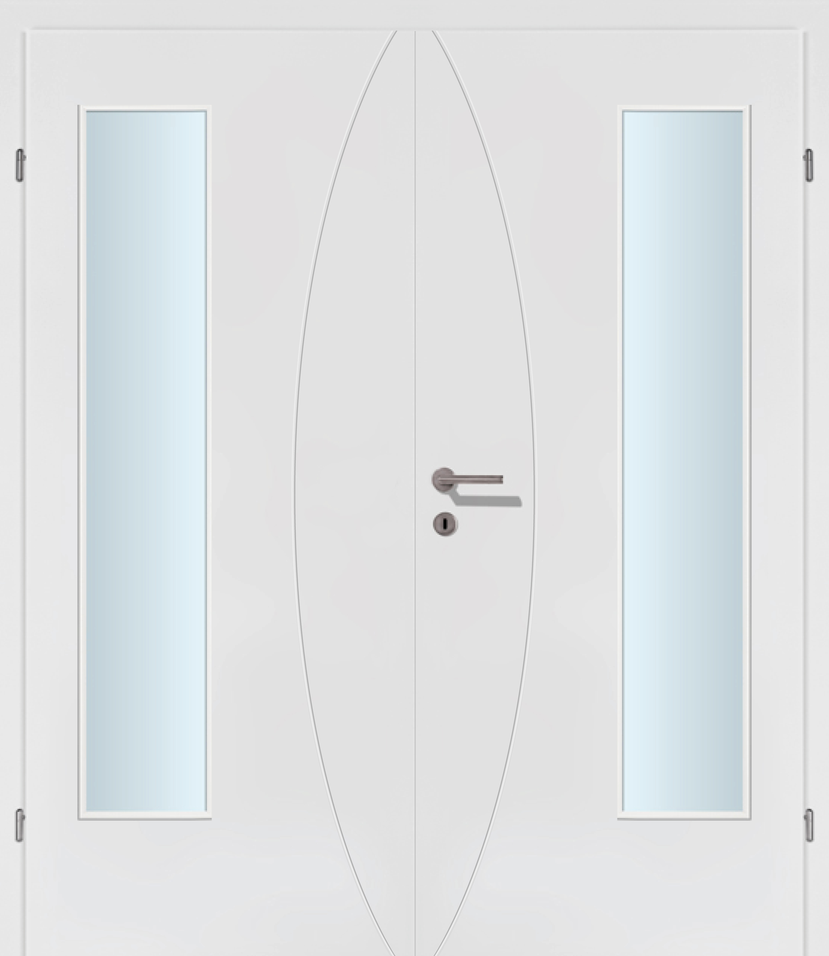 Modern Line R21L weiss Innentür Inkl. Zarge (Türrahmen) Doppeltüre Inkl. Glaslichte EN Bandseitig