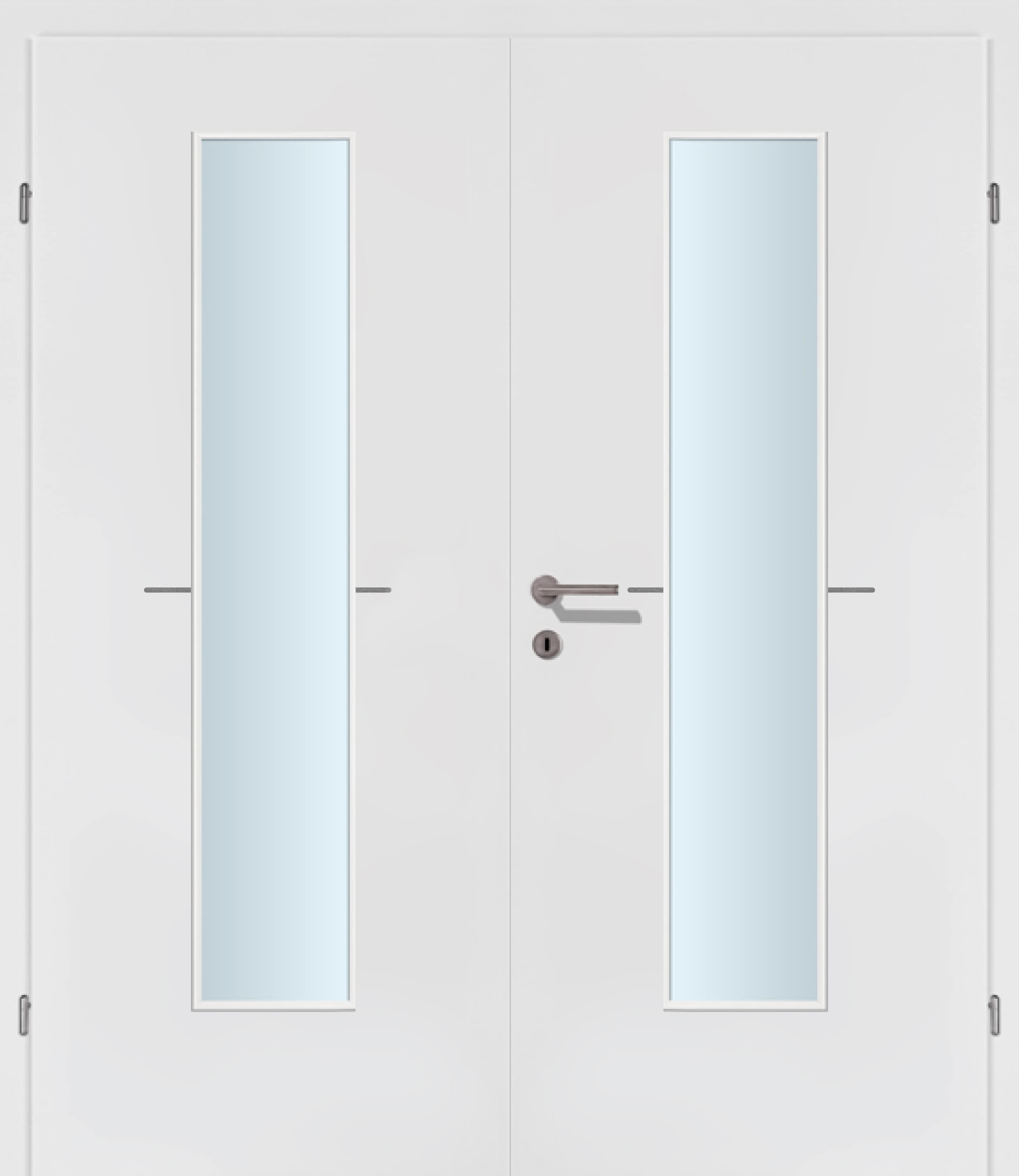Selektion T47 Alu Effekt Lisenen weiss Innentür Inkl. Zarge (Türrahmen) Doppeltüre Inkl. Glaslichte EN Mittig