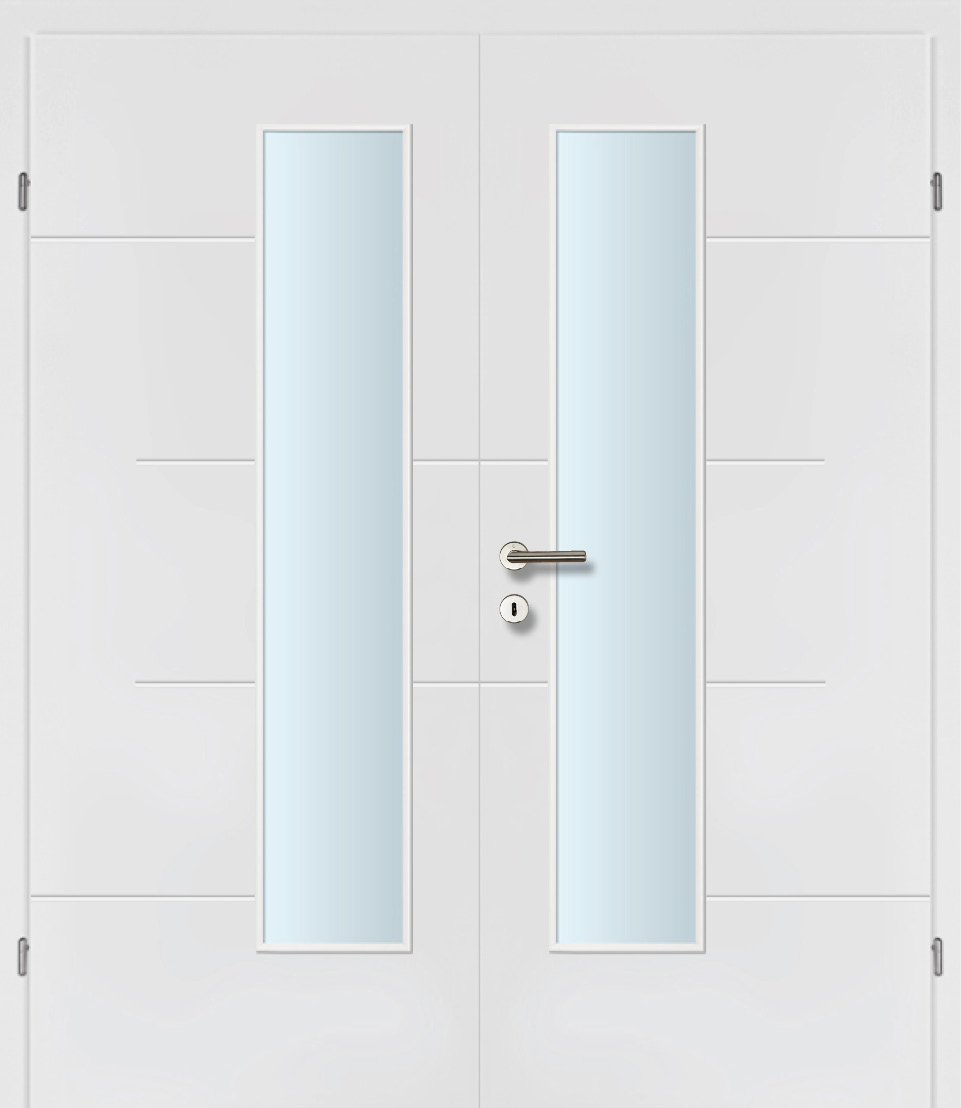 Design Line 30 weiss Innentür Inkl. Zarge (Türrahmen) Doppeltüre Inkl. Glaslichte EN Drückerseitig