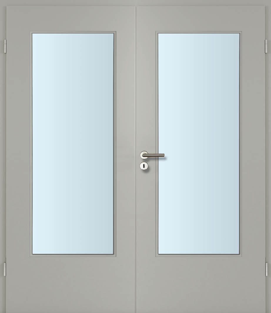 CPL Silbergrau Innentür Inkl. Zarge (Türrahmen) Doppeltüre Inkl. Glaslichte C