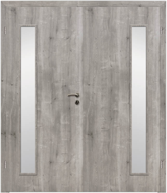 CPL Asteiche Grau Längs, strukturiert 1513 Innentür Inkl. Zarge (Türrahmen) Doppeltüre Inkl. Glaslichte LA5