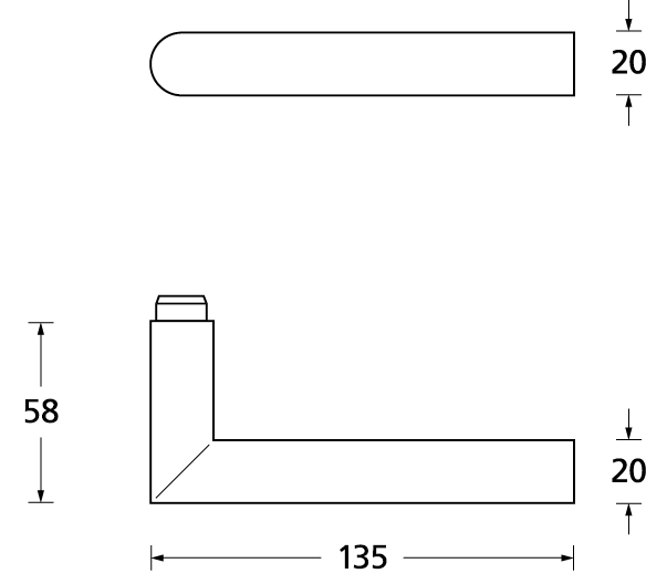 Türdrücker Modell Form 1106 Edelstahl Matt, auf Quadratrosette, Buntbart