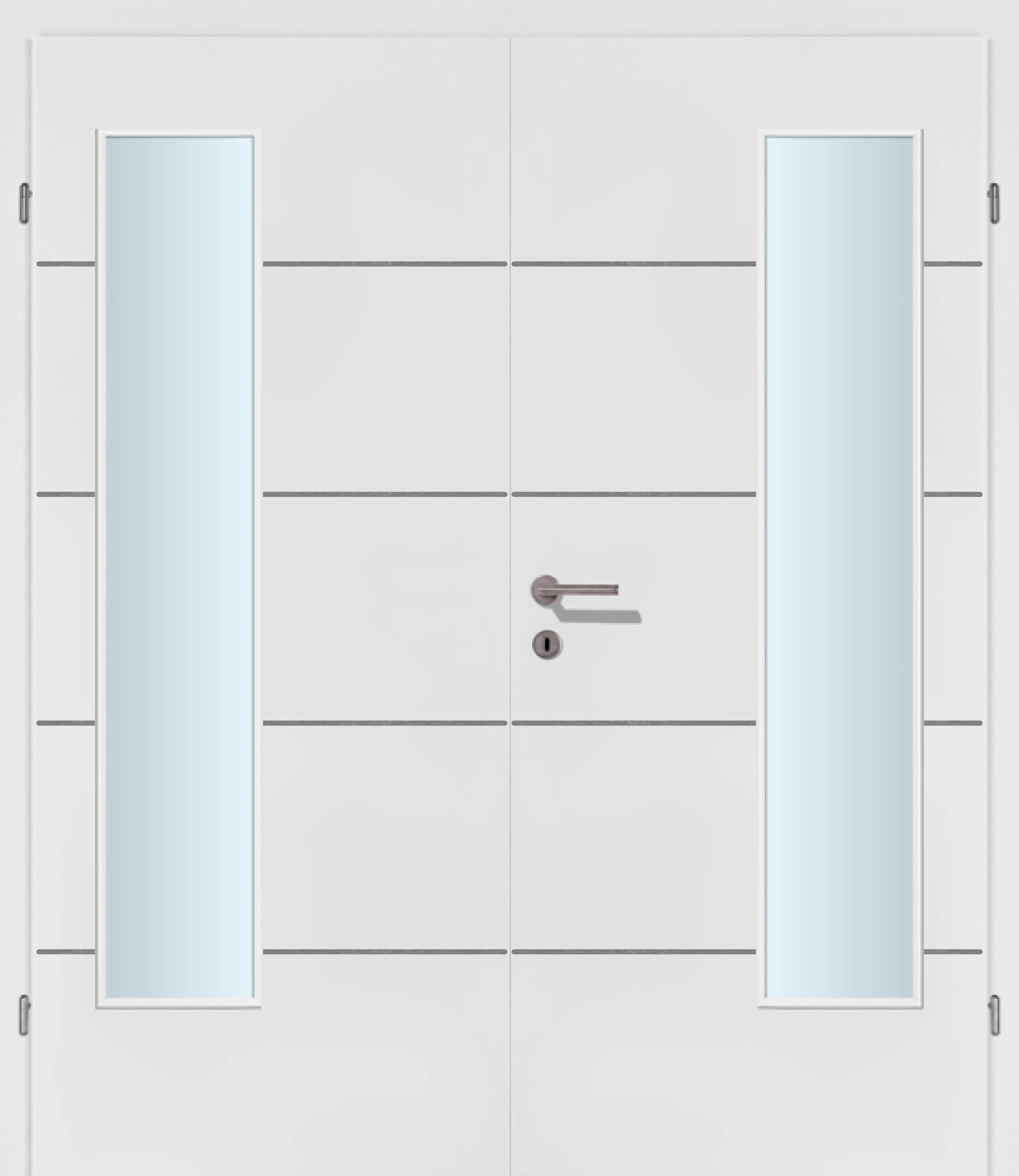 Selektion T39 Alu Effekt Lisenen weiss Innentür Inkl. Zarge (Türrahmen) Doppeltüre Inkl. Glaslichte EN Bandseitig