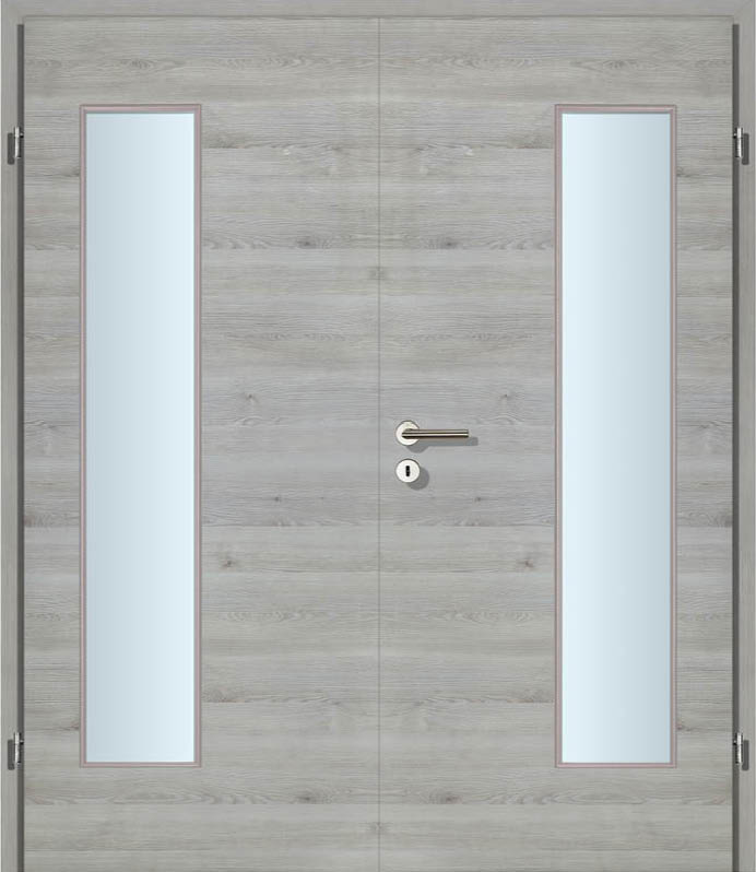 CPL White Grey Quer, strukturiert Innentür Inkl. Zarge (Türrahmen) Doppeltüre Inkl. Glaslichte EN Bandseitig