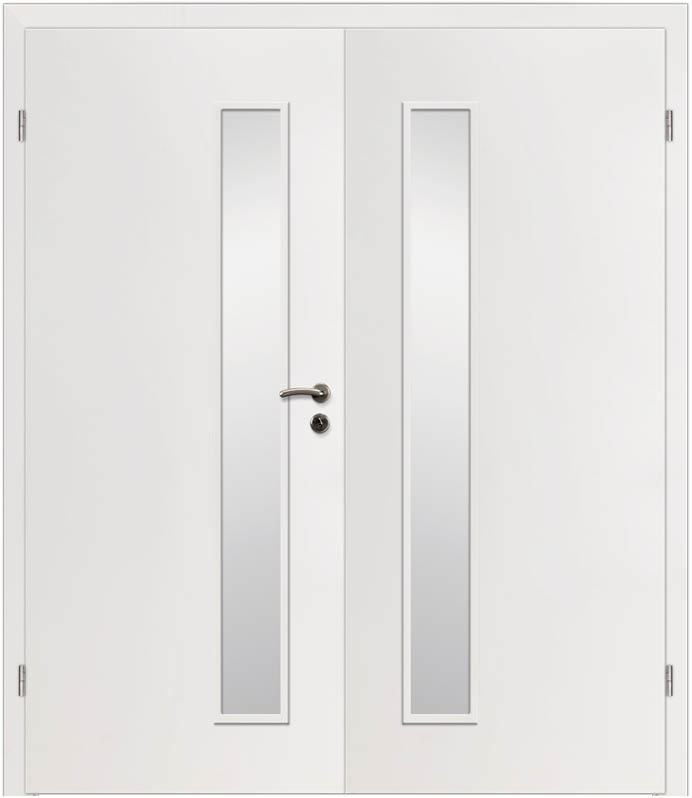 CPL Weiß Glatt 1507, ähnl. RAL 9010 Innentür Inkl. Zarge (Türrahmen) Doppeltüre Inkl. Glaslichte LA3