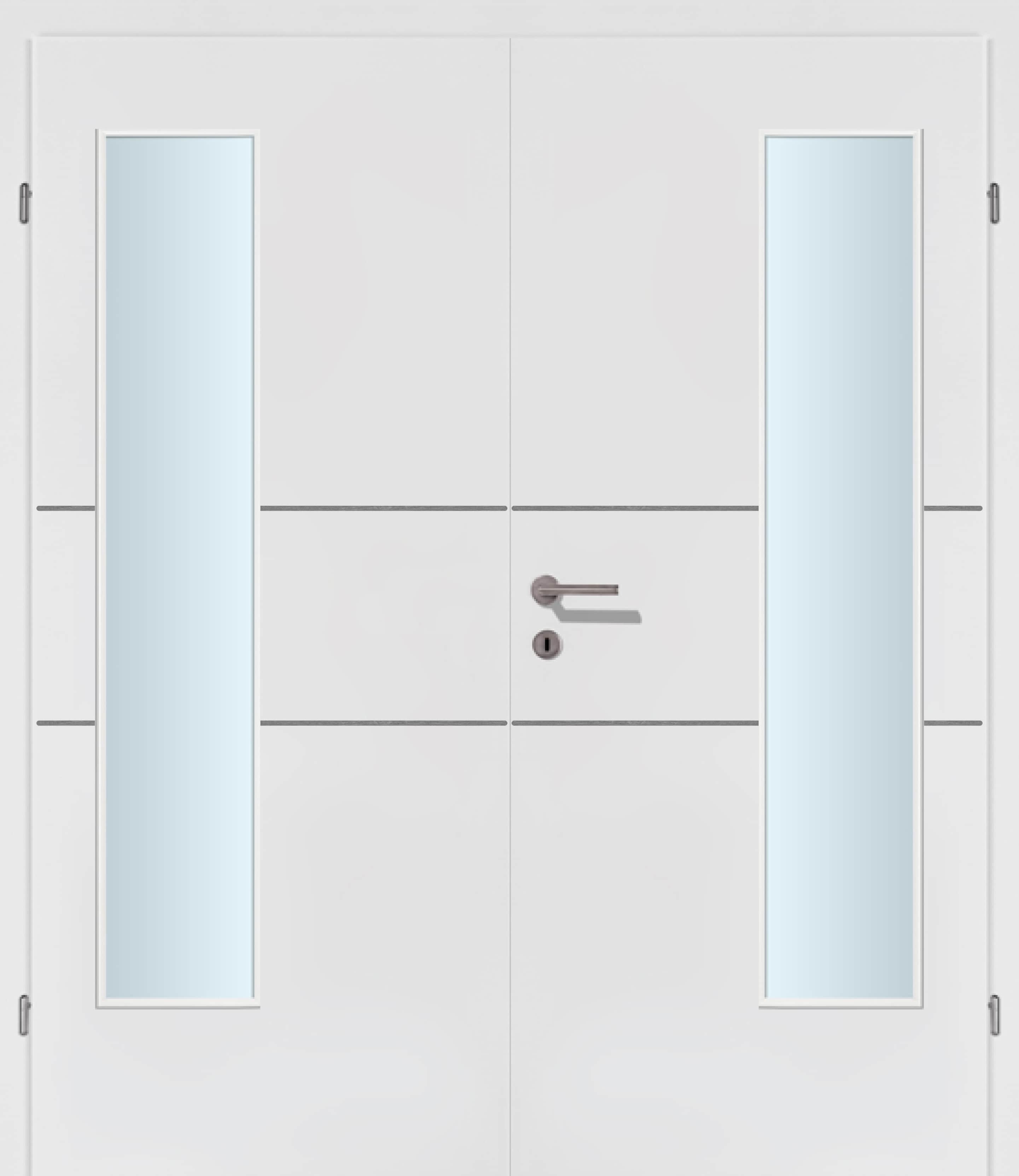 Selektion T41 Alu Effekt Lisenen weiss Innentür Inkl. Zarge (Türrahmen) Doppeltüre Inkl. Glaslichte EN Bandseitig