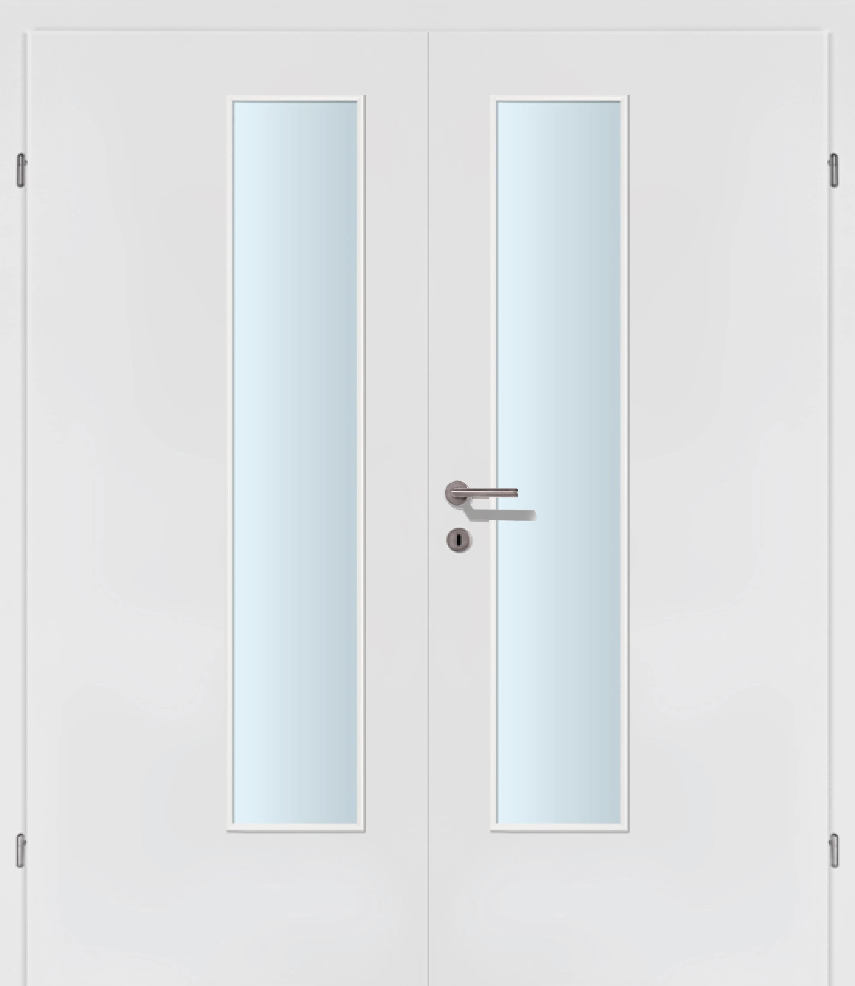 Exklusiv weiss Innentür Inkl. Zarge (Türrahmen) Doppeltüre Inkl. Glaslichte EN Drückerseitig