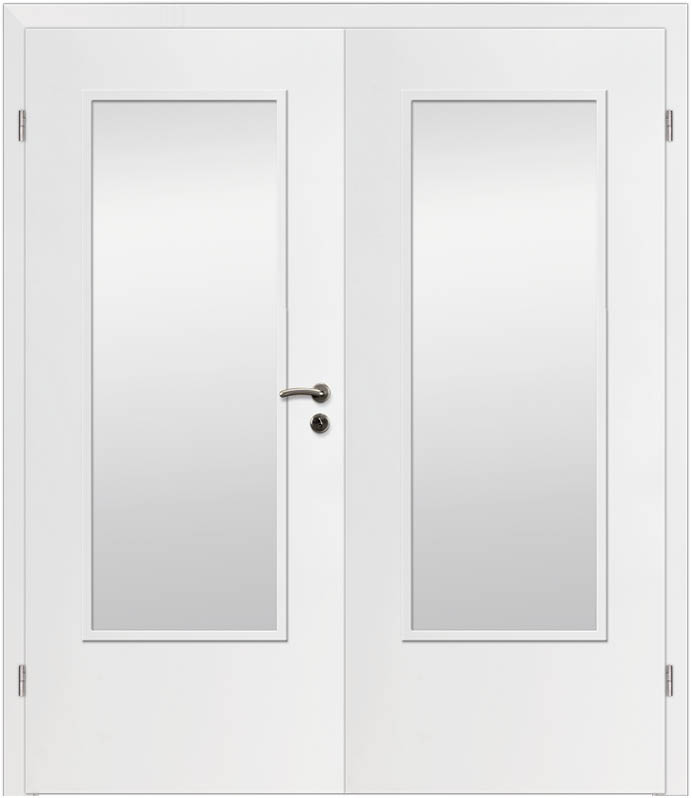 CPL Weiß Glatt 1512, ähnl. RAL 9003 Innentür Inkl. Zarge (Türrahmen) Doppeltüre Inkl. Glaslichte LA1