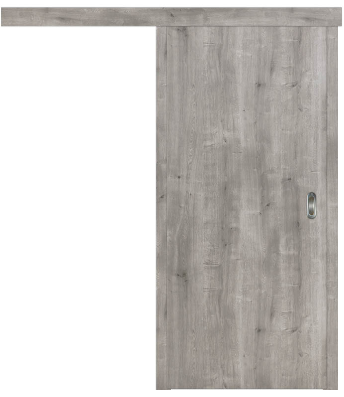 CPL Asteiche Grau Längs, strukturiert 1513 Holzschiebetür Inkl. Zarge (Türrahmen) Röhrenspan