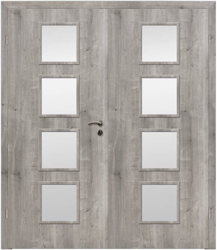 CPL Asteiche Grau Längs, strukturiert 1513 Innentür Inkl. Zarge (Türrahmen) Doppeltüre Inkl. Glaslichte LA17