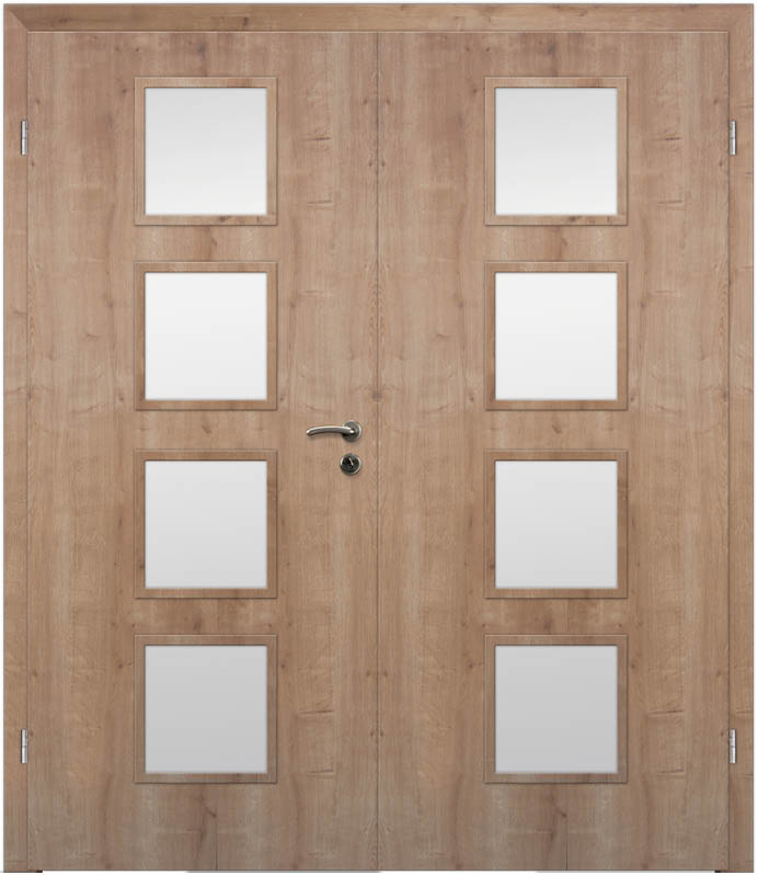 CPL Asteiche Natur Längs, strukturiert 1510 Innentür Inkl. Zarge (Türrahmen) Doppeltüre Inkl. Glaslichte LA17