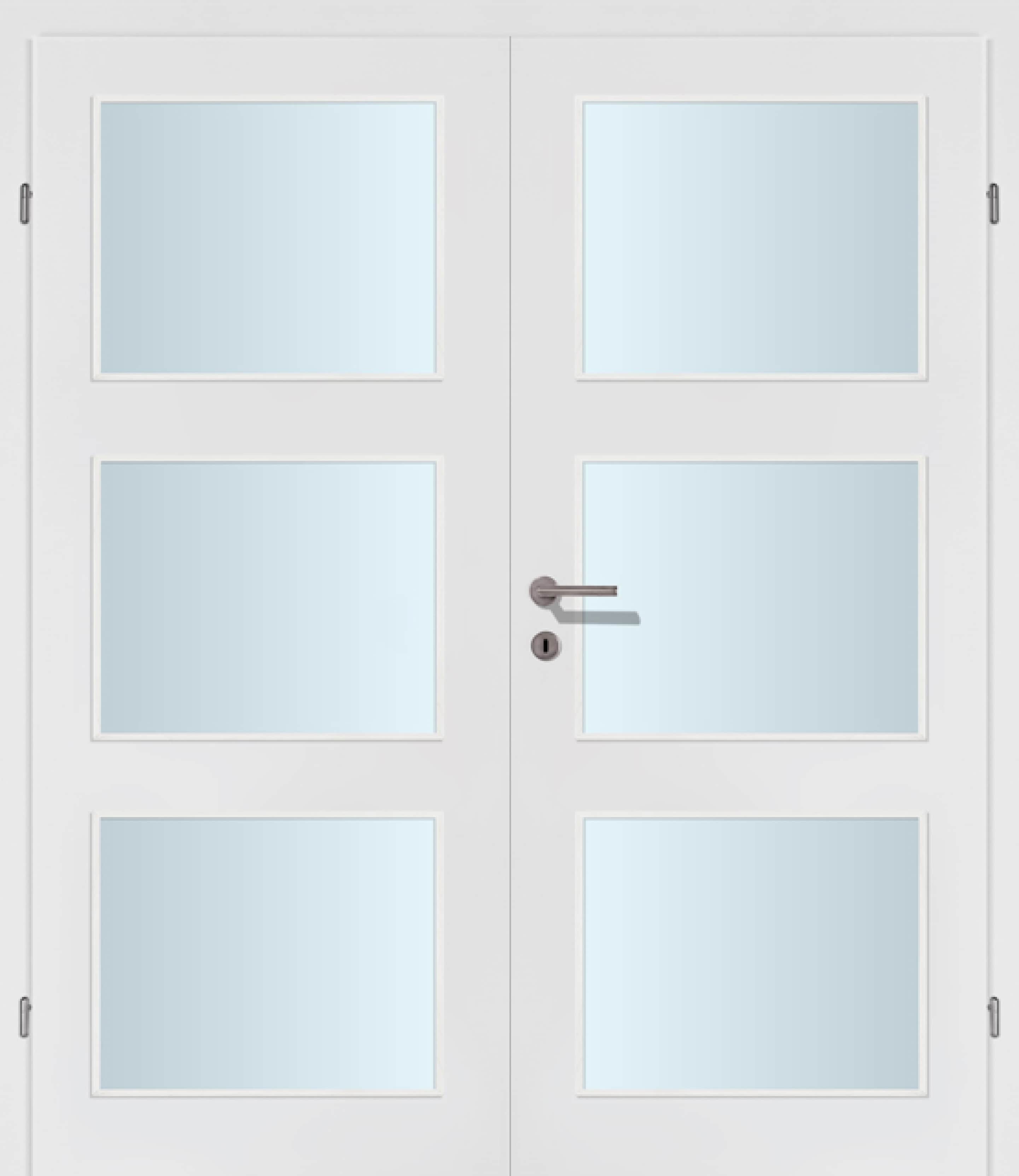Exklusiv weiss Innentür Inkl. Zarge (Türrahmen) Doppeltüre Inkl. Glaslichte D3