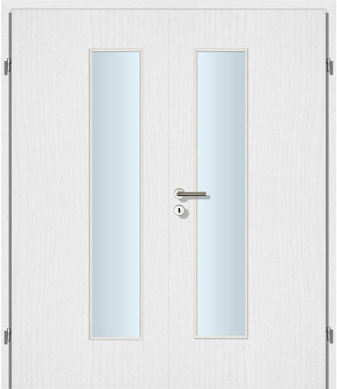 CPL Esche weiss Innentür Inkl. Zarge (Türrahmen) Doppeltüre Inkl. Glaslichte EN Drückerseitig