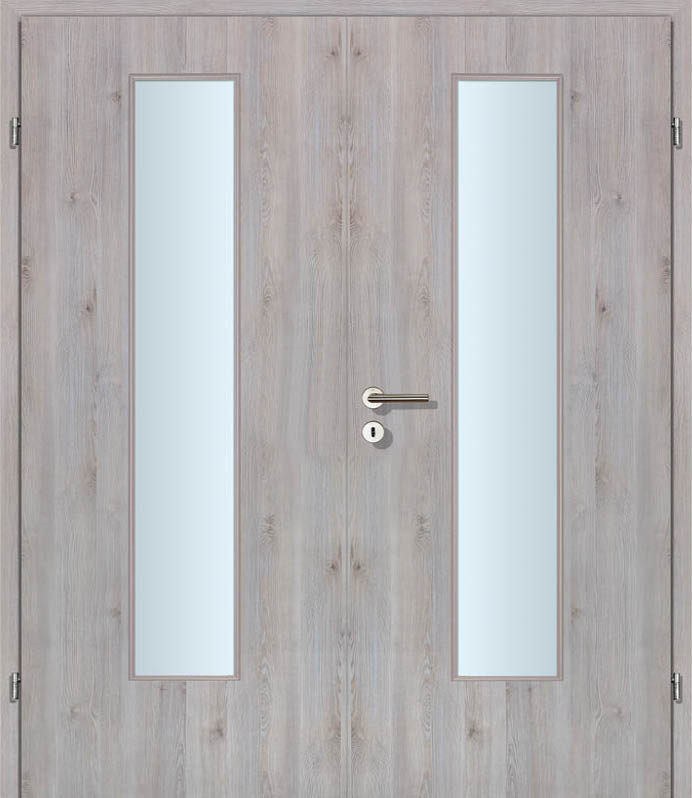 CPL White Grey Längs, strukturiert Innentür Inkl. Zarge (Türrahmen) Doppeltüre Inkl. Glaslichte EN Mittig