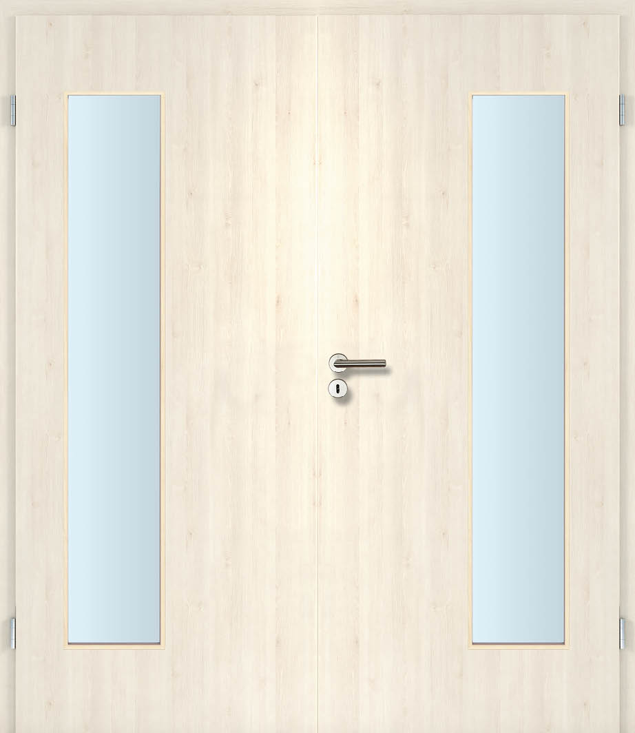 CPL Sandgrey Längs, strukturiert Innentür Inkl. Zarge (Türrahmen) Doppeltüre Inkl. Glaslichte EN Bandseitig