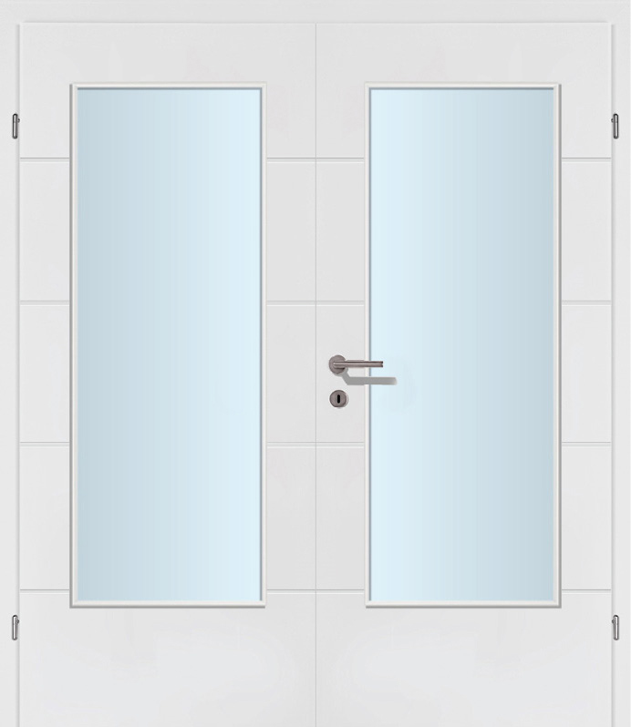 Design Line 04 weiss Innentür Inkl. Zarge (Türrahmen) Doppeltüre Inkl. Glaslichte C