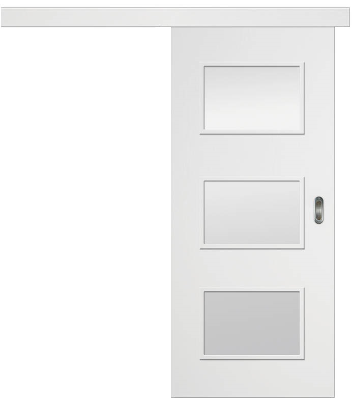 CPL Uni Weiß 1503, ähnl. RAL 9016 Schiebetür ohne Zarge (Türrahmen) Inkl. Glaslichte LA16