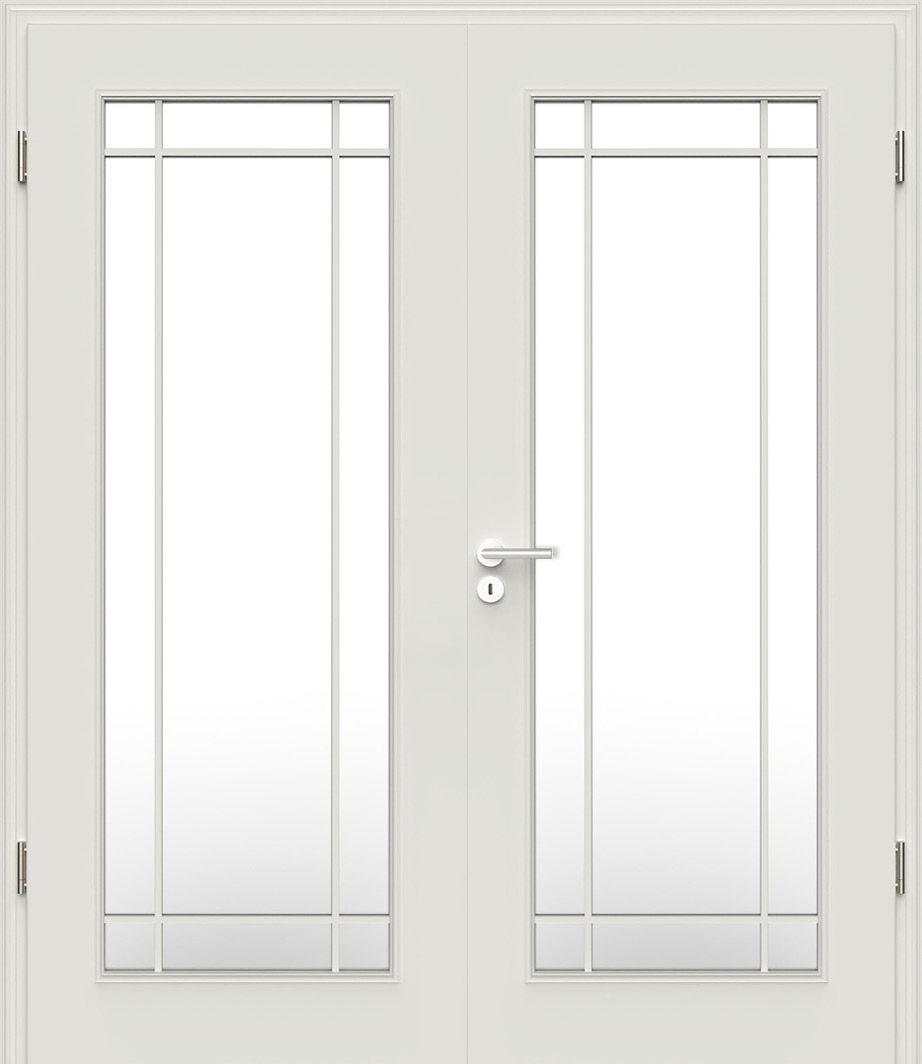 Signum 10 weiss Innentür Inkl. Zarge (Türrahmen) Doppeltüre Inkl. Glaslichte LA1 mit Sprossenvariante A